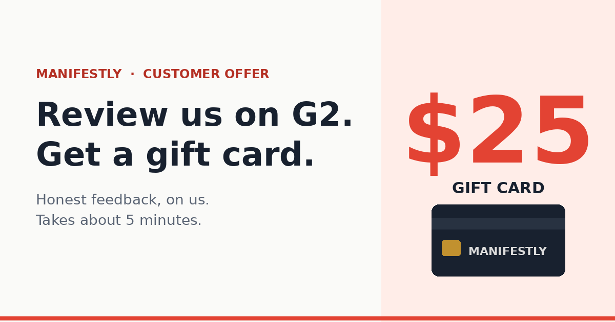 Review manifestly on g2 get a 25 gift card